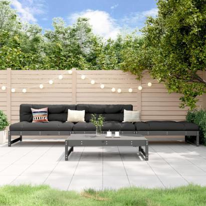 Set mobilier relaxare de grădină, 4 piese, gri, lemn masiv pin GartenMobel Dekor