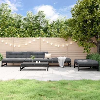 Set Set mobilier relaxare grădină 5 piese negru lemn masiv pin GartenMobel Dekor