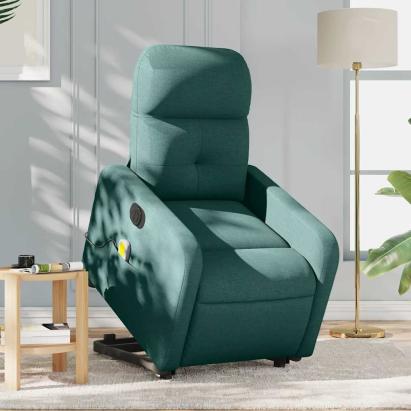 Fotoliu electric masaj rabatabil / ridicare verde închis textil GartenMobel Dekor