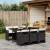 Set mobilier de grădină cu perne, 7 piese, negru, poliratan GartenMobel Dekor