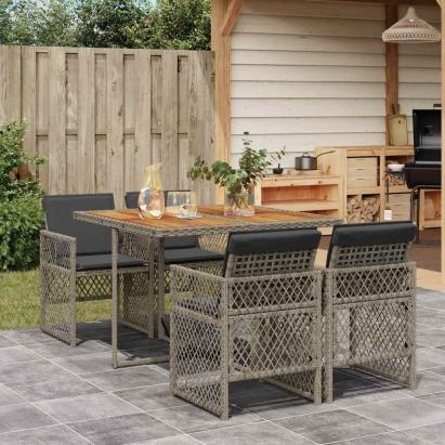 Set mobilier de grădină cu perne, 5 piese, gri, poliratan GartenMobel Dekor