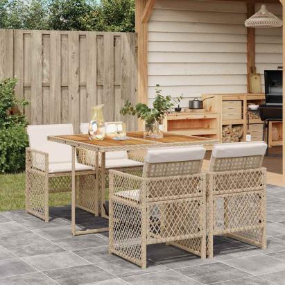 Set mobilier de grădină cu perne, 5 piese, bej, poliratan GartenMobel Dekor