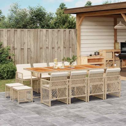 Set mobilier de grădină cu perne, 13 piese, bej, poliratan GartenMobel Dekor