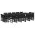 Set mobilier de grădină cu perne, 15 piese, negru, poliratan GartenMobel Dekor