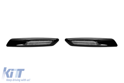 Indicatori de tuning tip F10 potriviți pentru BMW E82, E88, E90, E91, E92, E93, E60, E61 cu bază cromată și cadru negru, stânga + dreapta Performance AutoTuning