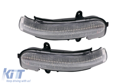 Semnale de întoarcere LED dinamice de tuning potrivite pentru oglinzile laterale ale Mercedes C-Class W203 sedan, S203 break 2000-2007 cu bază luminoasă, stânga + dreapta Performance AutoTuning