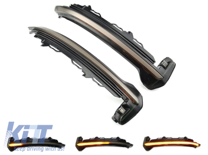 Semnale de întoarcere LED dinamice de tuning potrivite pentru oglinzile laterale ale Audi R8 2016-2018, TT, TTRS 2016-2018 cu bază fumurie, stânga + dreapta Performance AutoTuning