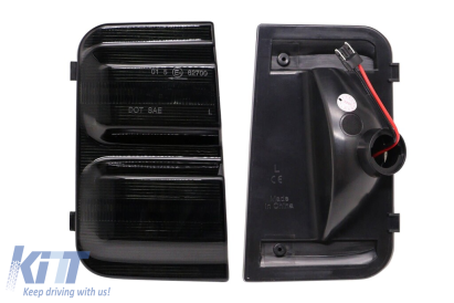 Semnale de întoarcere LED dinamice potrivite pentru oglinzile laterale ale Fiat Ducato, Peugeot Boxer, Citroen Jumper după 2006 cu bază fumurie, stânga + dreapta Performance AutoTuning