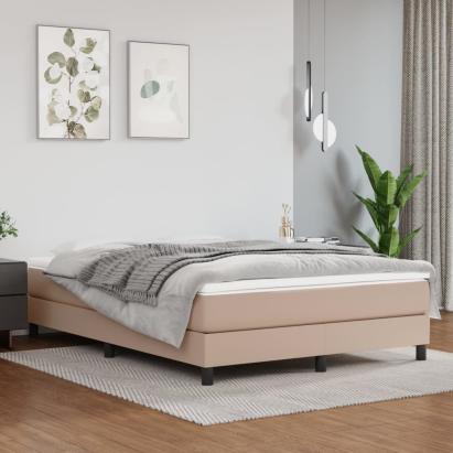 Pat box spring cu saltea, cappuccino, 140x200cm piele ecologică GartenMobel Dekor