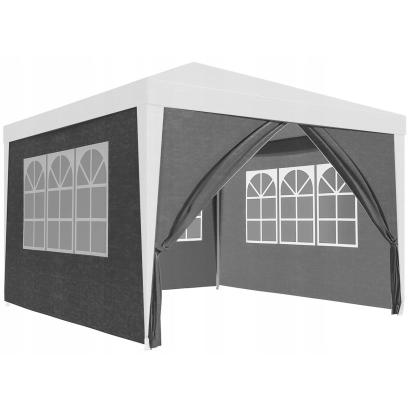 Pereti laterali pavilion 295x195 cm, set 4 bucati, cu ferestre si usa, PE impermeabil, gri Household NewTrend