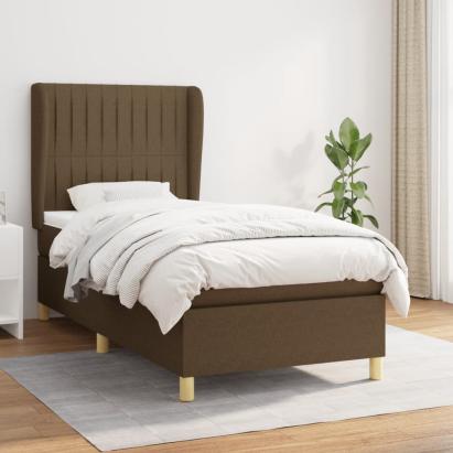 Pat box spring cu saltea, maro închis, 90x190 cm, textil GartenMobel Dekor
