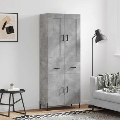 Dulap înalt, gri beton, 69,5x34x180, lemn compozit GartenMobel Dekor