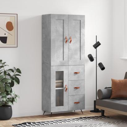 Dulap înalt, gri beton, 69,5x34x180, lemn compozit GartenMobel Dekor