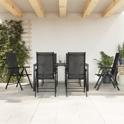 Set mobilier pentru grădină, 7 piese, negru, aluminiu GartenMobel Dekor