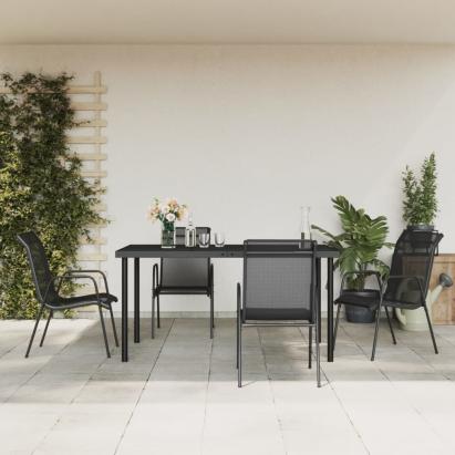 Set mobilier de grădină, 5 piese, negru, oțel și textilenă GartenMobel Dekor