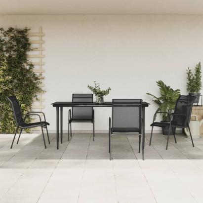 Set mobilier de grădină, 5 piese, negru, oțel și textilenă GartenMobel Dekor