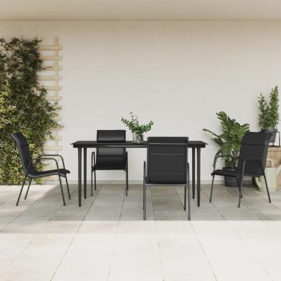 Set mobilier de grădină, 5 piese, negru, oțel și textilenă GartenMobel Dekor
