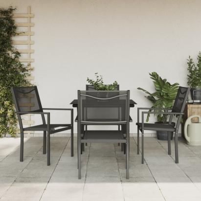 Set mobilier de grădină, 5 piese, negru, oțel și textilenă GartenMobel Dekor