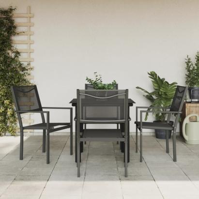 Set mobilier de grădină, 5 piese, negru, oțel și textilenă GartenMobel Dekor