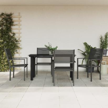 Set mobilier de grădină, 5 piese, negru, oțel și textilenă GartenMobel Dekor