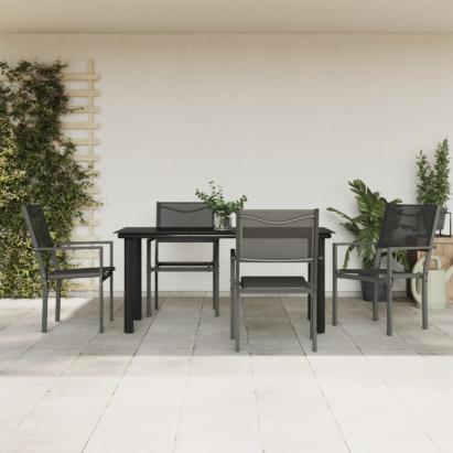 Set mobilier de grădină, 5 piese, negru, oțel și textilenă GartenMobel Dekor