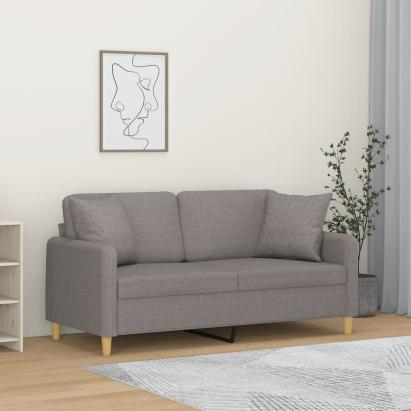 Canapea cu 2 locuri cu pernuțe, gri taupe, 140 cm, textil GartenMobel Dekor
