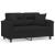 Canapea cu 2 locuri, cu perne, negru, 120 cm, microfibră GartenMobel Dekor