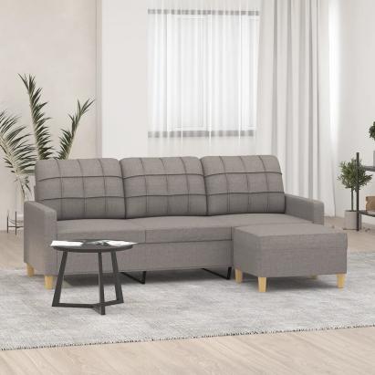 Canapea cu 3 locuri și taburet, taupe, 180 cm, material textil GartenMobel Dekor
