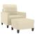 Fotoliu canapea cu taburet, crem, 60 cm, piele ecologică GartenMobel Dekor