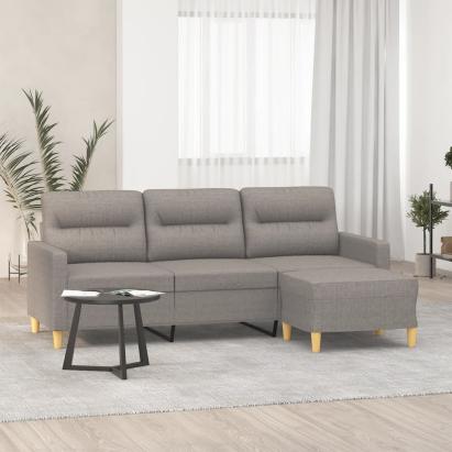 Canapea cu 3 locuri și taburet, taupe, 180 cm, material textil GartenMobel Dekor