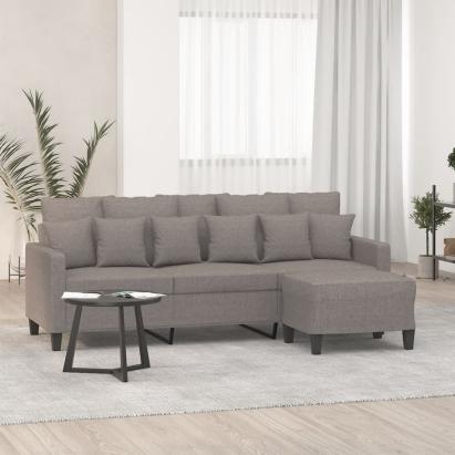 Canapea cu 3 locuri și taburet, taupe, 180 cm, material textil GartenMobel Dekor
