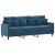 Canapea cu 3 locuri și taburet, albastru, 180 cm, catifea GartenMobel Dekor