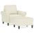 Fotoliu canapea cu taburet, crem, 60 cm, catifea GartenMobel Dekor