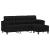 Canapea cu 3 locuri și taburet, negru, 180 cm, microfibră GartenMobel Dekor