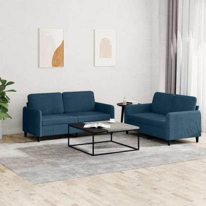 Set canapea 2 piese, albastru, catifea GartenMobel Dekor
