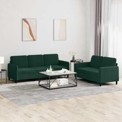 Set canapele, 2 piese, verde închis, catifea GartenMobel Dekor