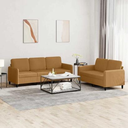 Set canapea 2 piese, maro, catifea GartenMobel Dekor