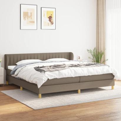 Pat box spring cu saltea, gri taupe, 200x200 cm, textil GartenMobel Dekor