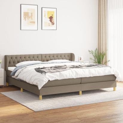 Pat box spring cu saltea, gri taupe, 200x200 cm, textil GartenMobel Dekor