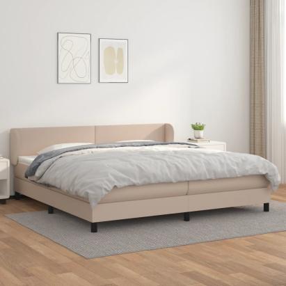 Pat continental cu saltea, cappuccino, 200x200 cm, piele eco GartenMobel Dekor