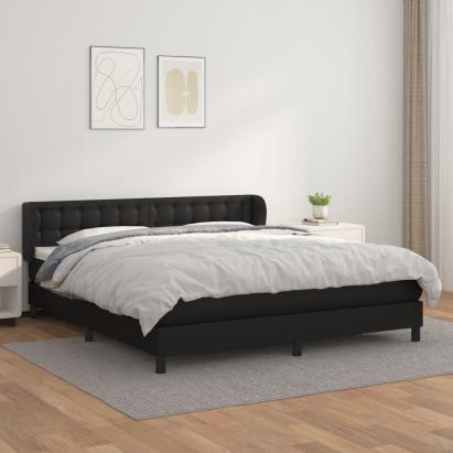 Pat box spring cu saltea, negru, 180x200 cm, piele ecologică GartenMobel Dekor