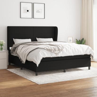 Pat box spring cu saltea, negru, 180x200 cm, catifea GartenMobel Dekor