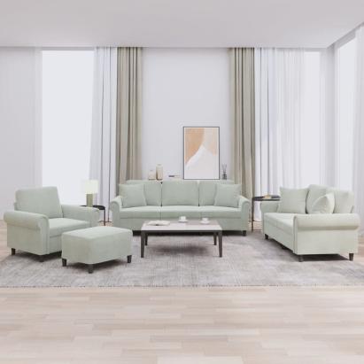 Set canapea cu perne, 4 piese, gri deschis, catifea GartenMobel Dekor