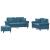 Set de canapele cu perne, 3 piese, albastru, catifea GartenMobel Dekor