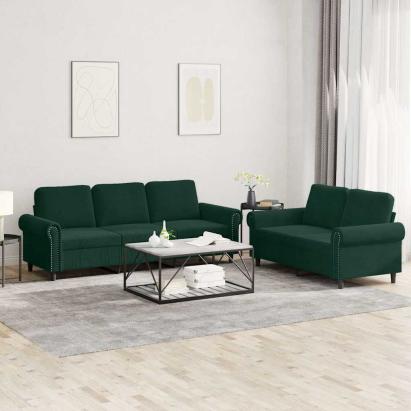 Set de canapele cu perne, 2 piese, verde închis, catifea GartenMobel Dekor