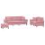 Set canapea cu perne, 3 piese, roz, catifea GartenMobel Dekor