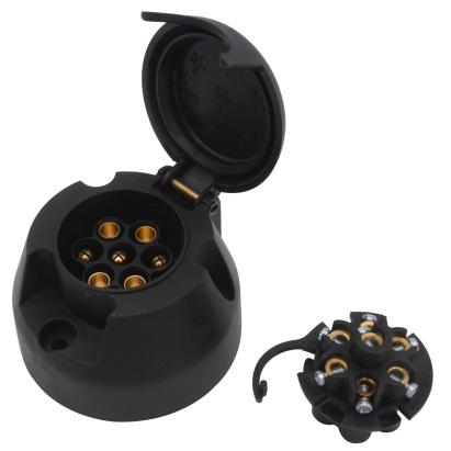 Priza remorca auto 12V cu 7 pini, PVC, N-Type, conexiuni cu surub