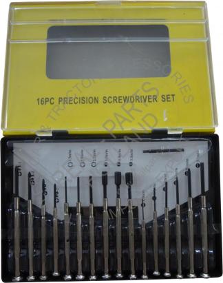 Set șurubelnițe de precizie 16 piese cu bituri drepte, imbus, tubulare și Philips