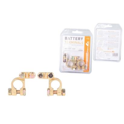 Set 2 borne baterie auto Automax din alama, plus si minus, 5140