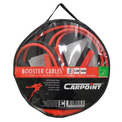 Cabluri de pornire auto Carpoint 500A, 3,5 m, pentru baterii 6V/12V/24V